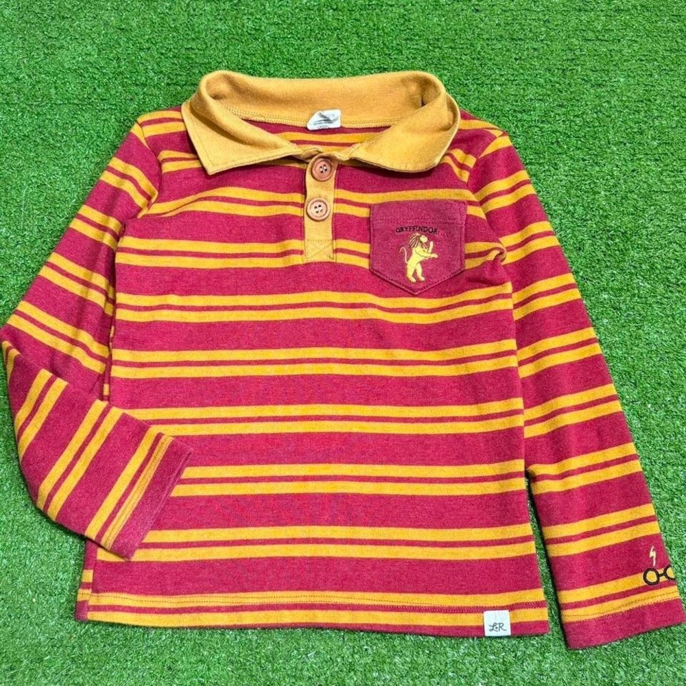 Lulu+Roo Boys Size 4T Striped Harry‎ Potter Gryffindor Rugby Polo